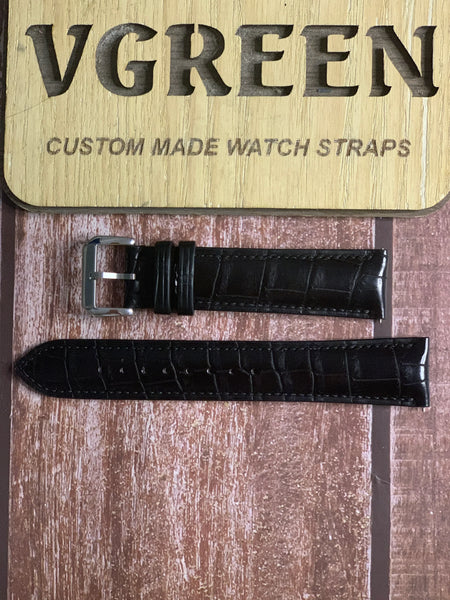 Crocodile Leather Watch Strap - Black
