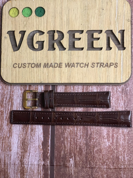 Crocodile Leather Watch Strap - Brown For Gold citizen Watch
