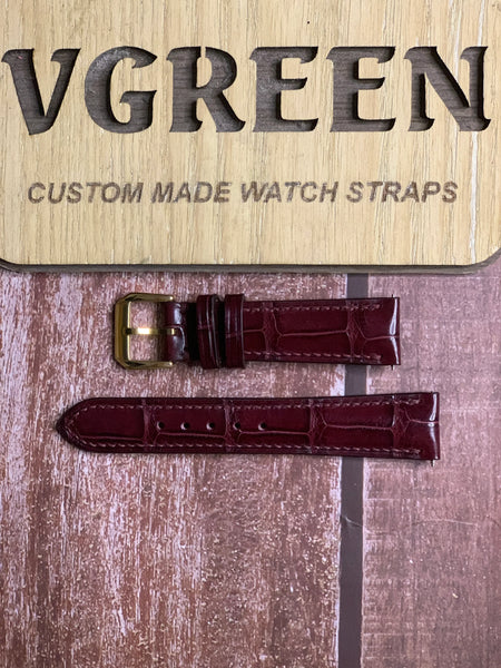 Crocodile Leather Watch Strap - Burgundy
