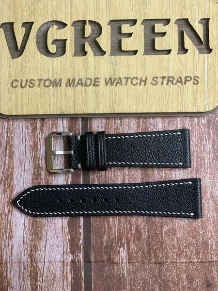 Alran Goat Leather Watch Strap - Black For Fortis