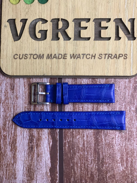 Crocodile Leather Watch Strap - Blue