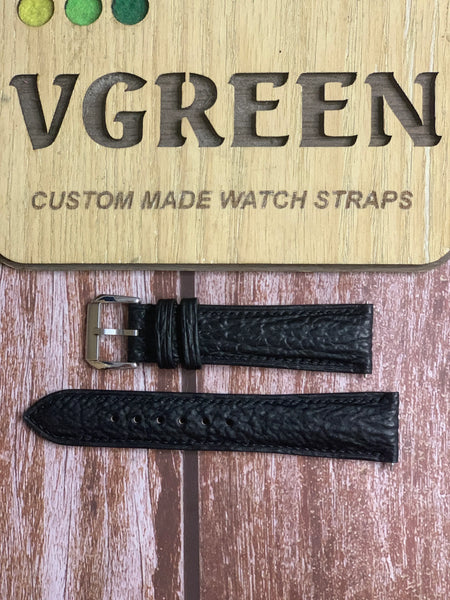 Shark Skin Watch Strap - Black For longines spirit 40mm