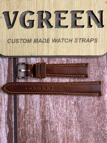 Badalassi Wax Leather Watch Strap - Cognac For Rolex 6694