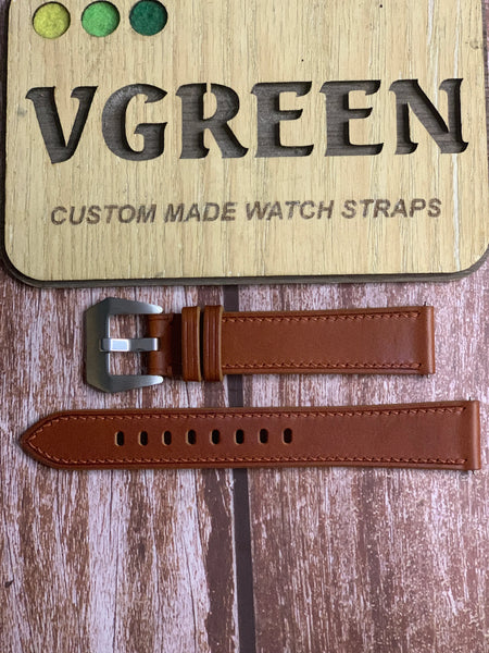 Buttero Leather Watch Strap - Brown For Hamilton King Khaki