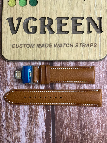 Minerva Box Leather Watch Strap - Brown
