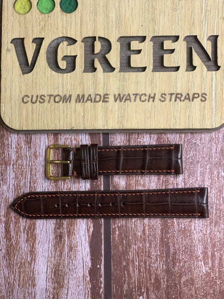 Crocodile Leather Watch Strap - Brown For Zodiac Olympos