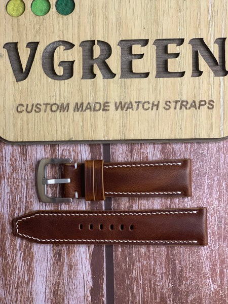Badalassi Wax Leather Watch Strap - Cognac For Rolex explorer 2