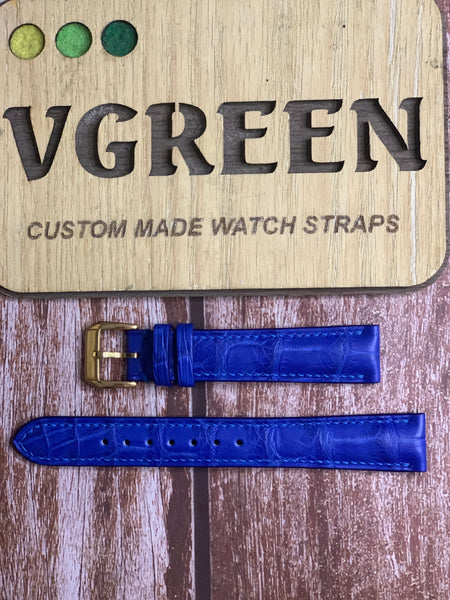 Crocodile Leather Watch Strap - Blue For Timex x noah