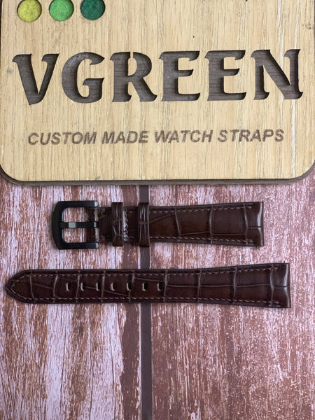 Crocodile Leather Watch Strap - Brown For Rolex Datejust 36 Yellow Gold