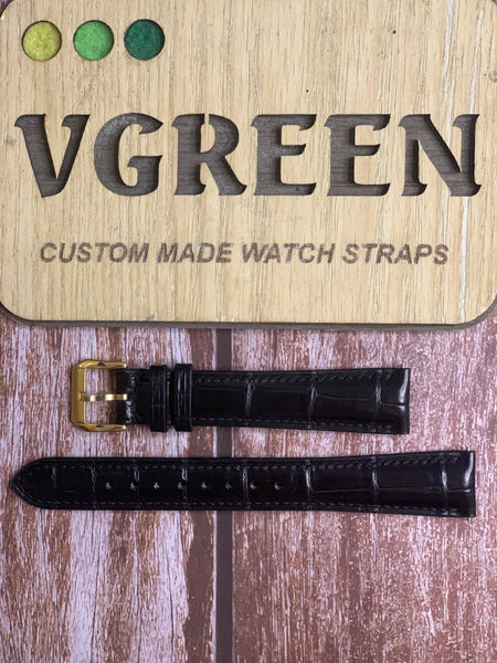 Crocodile Leather Watch Strap - Black For Omega Constellation 168 029
