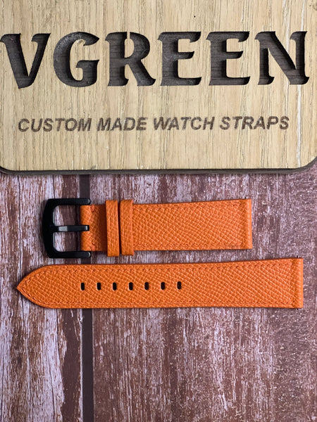 Epsom Leather Watch Strap - Orange For Bausele Oceanmoon V