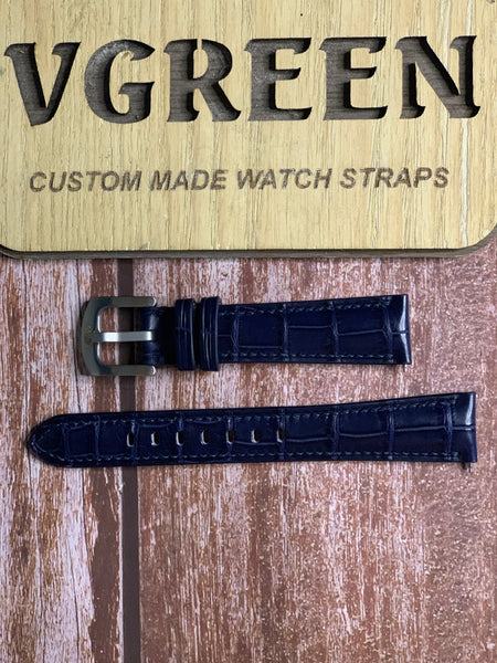 Crocodile Leather Watch Strap - Dark Blue