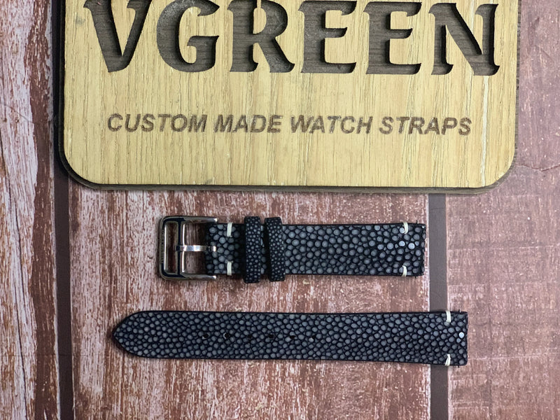 Stingray Leather Watch Strap - Black For antique Doxa