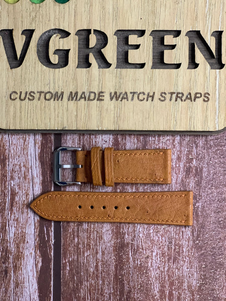Ostrich Leather Watch Strap - Brown For Actual wrist measurement 5.1”