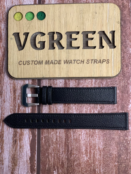 Alran Goat Leather Watch Strap - Black For Citizen BM8470-11E