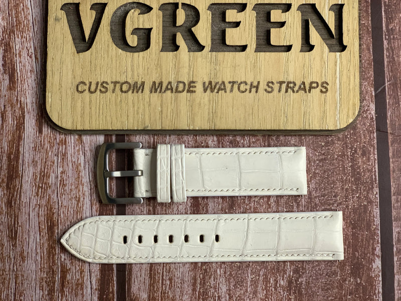 Crocodile Leather Watch Strap - Sand White