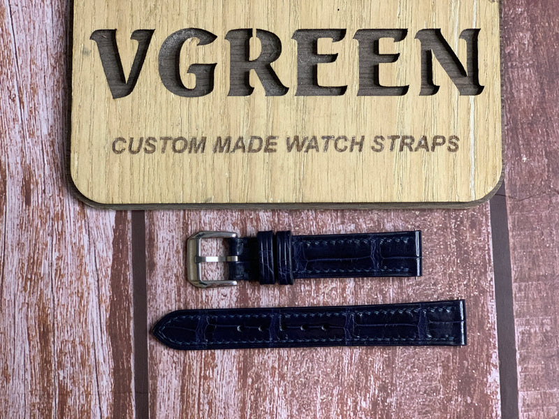 Crocodile Leather Watch Strap - Dark Blue