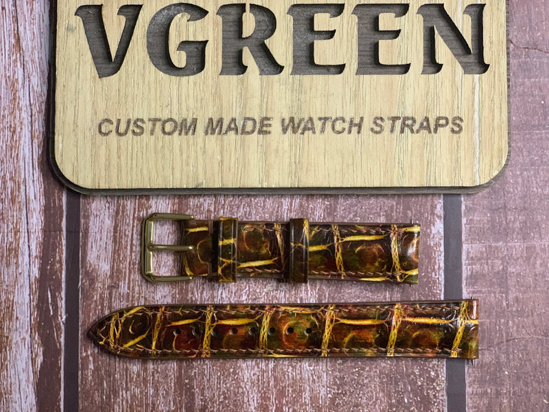 Crocodile Leather Watch Strap - Mixing Dye For Rodana triple calendar