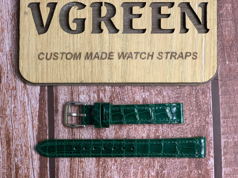 Crocodile Leather Watch Strap - Green For Ladies raymond weil toccata watch