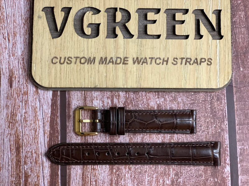 Crocodile Leather Watch Strap - Brown For a 1961 Hamilton Accumatic 600