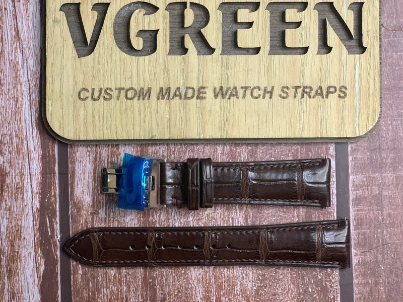 Crocodile Leather Watch Strap - Brown For Jaeger-LeCoultre Master Ultra Thin Moon
