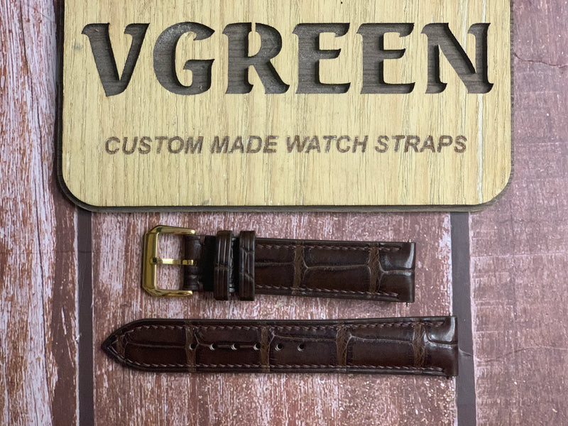 Crocodile Leather Watch Strap - Brown For Seiko Red Alpinist SCVF009