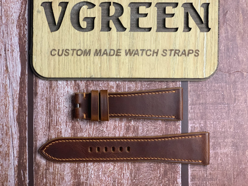 Badalassi Wax Leather Watch Strap - Cognac For a Raymond Weil Don Giovanni 2875 Tank