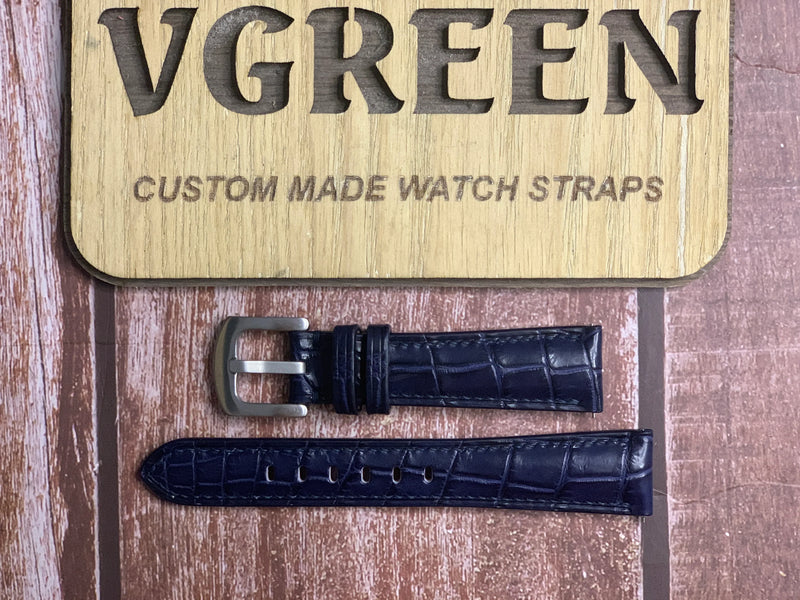 Crocodile Leather Watch Strap - Dark Blue For Grand Seiko Heritage