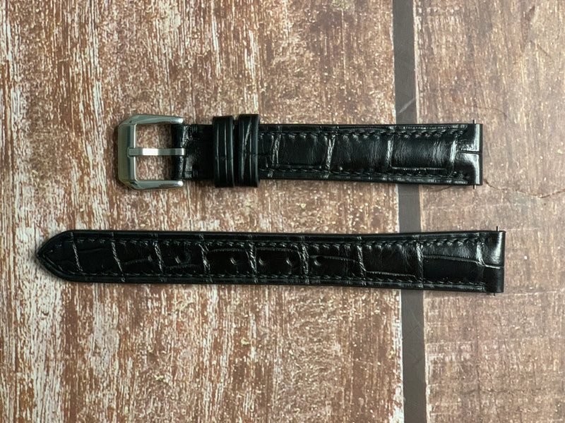 Crocodile Leather Watch Strap - Black For Cartier Tank Must Small
