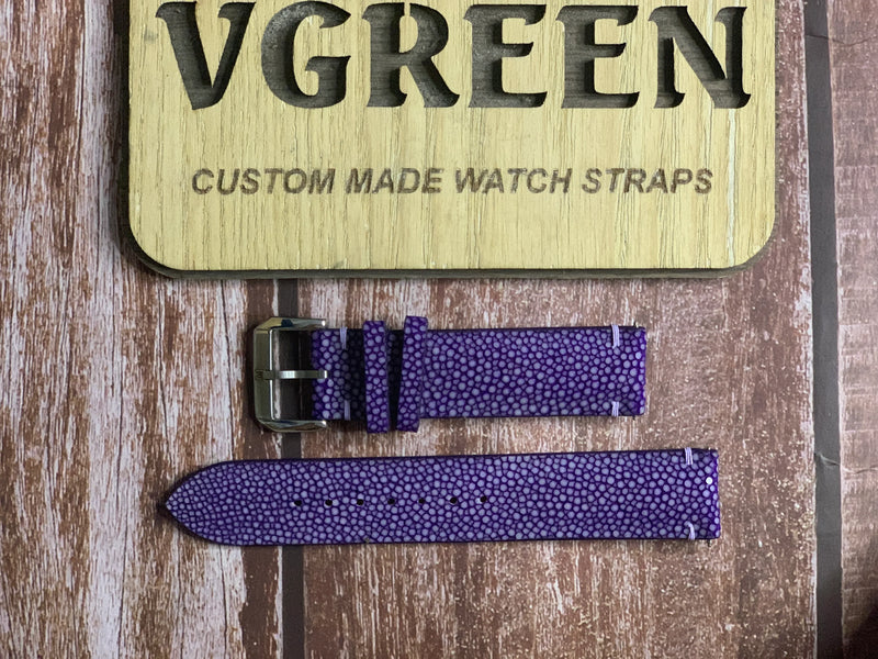 Stingray Leather Watch Strap - Purple For Omega 300 Professional ( Quartz)