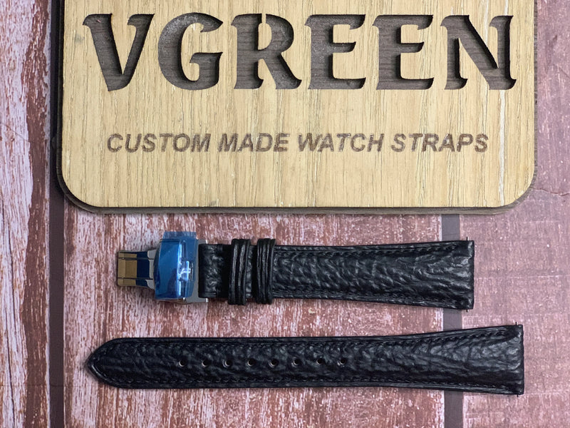 Shark Skin Watch Strap - Black For Bedat No. 8