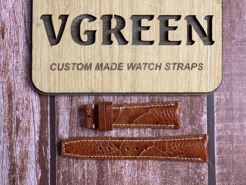 Ostrich Leg Leather Watch Strap - Rooibos Tea