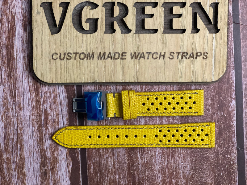 Lizard Leather Watch Strap - Yellow For Swatch x Moonwatch