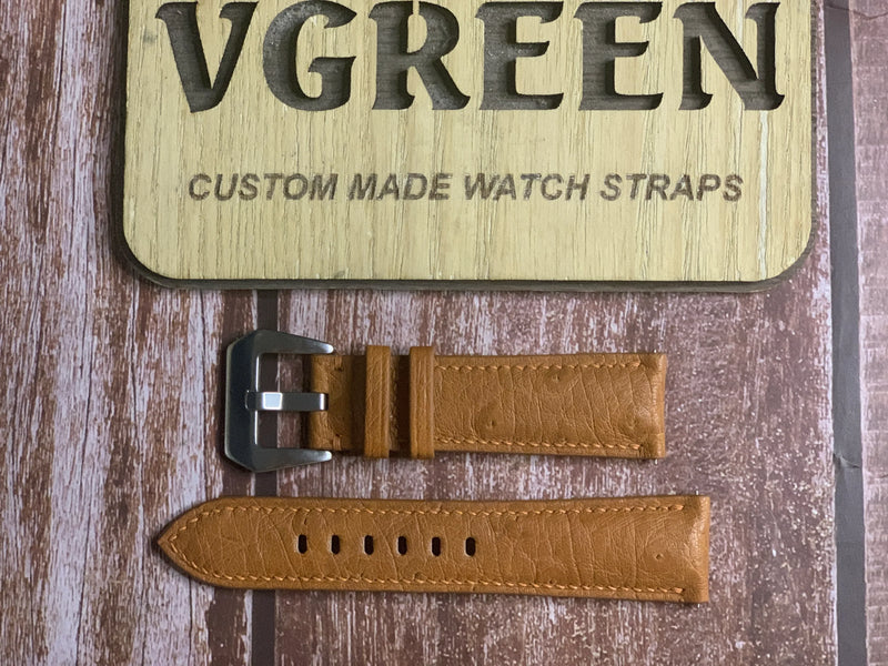 Ostrich Leather Watch Strap - Brown For Perseo rail king automatic