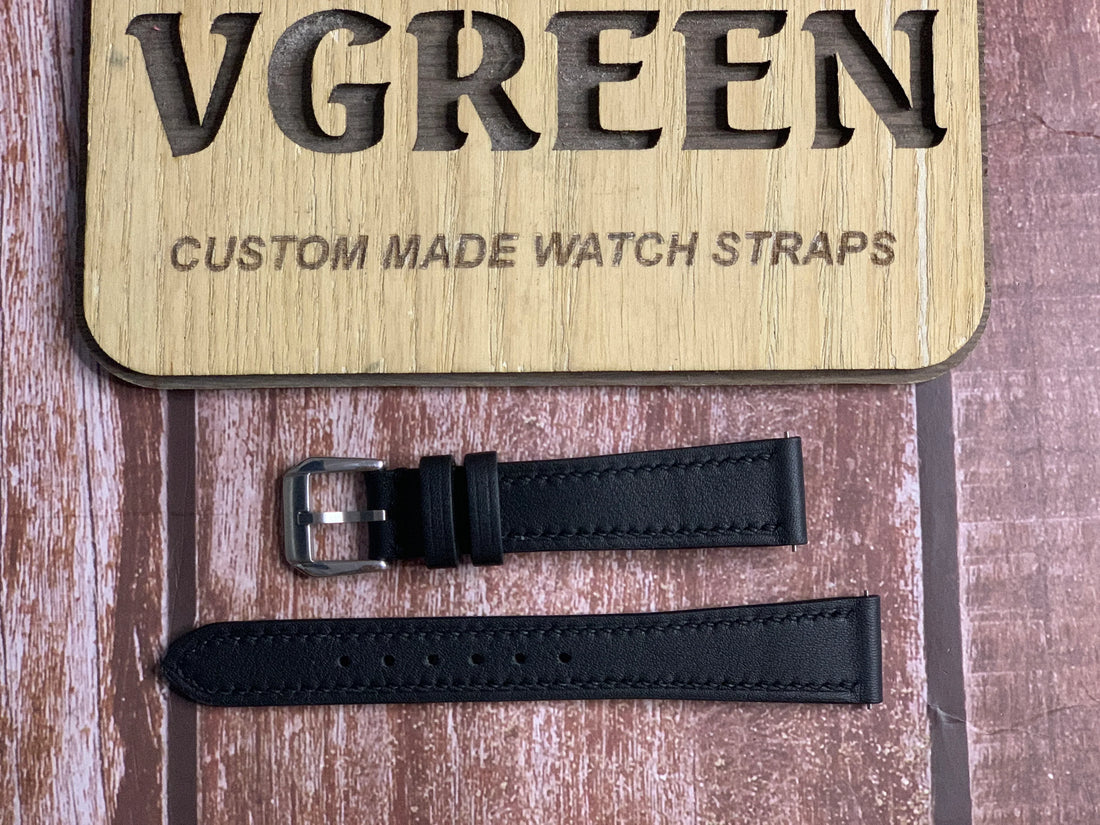 Swift Leather Watch Strap - Black For SEIKO SACM171