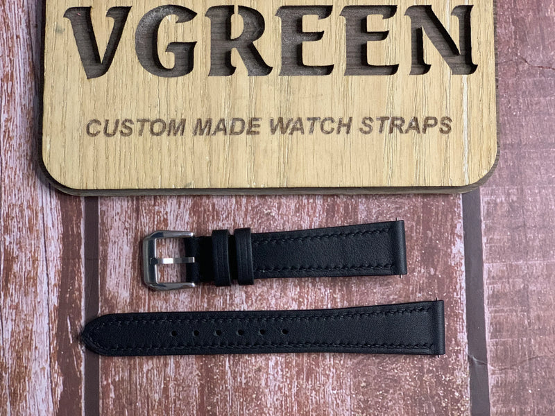 Swift Leather Watch Strap - Black For SEIKO SACM171