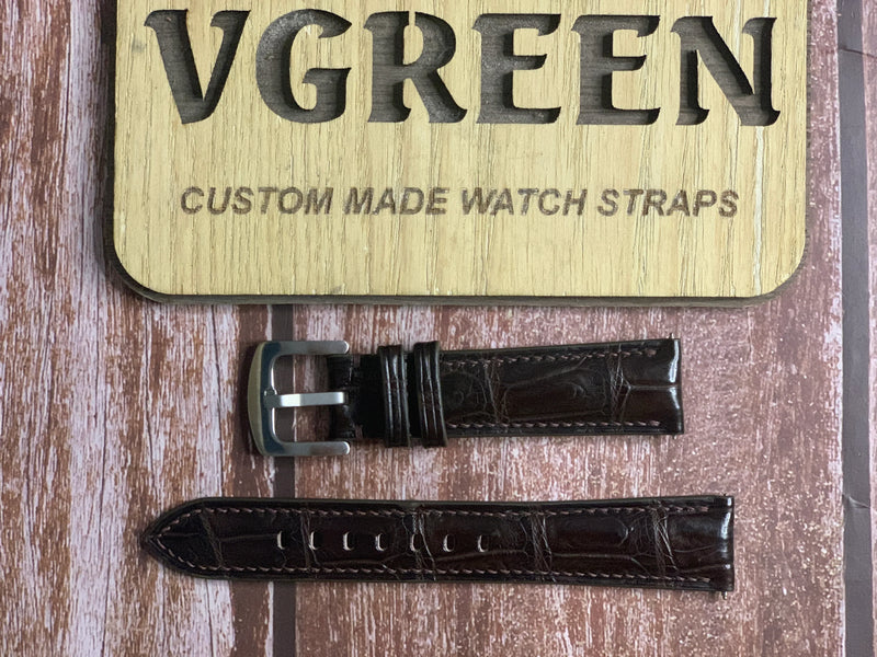 Crocodile Leather Watch Strap - Brown For MoonSwatch - Mission to Saturn