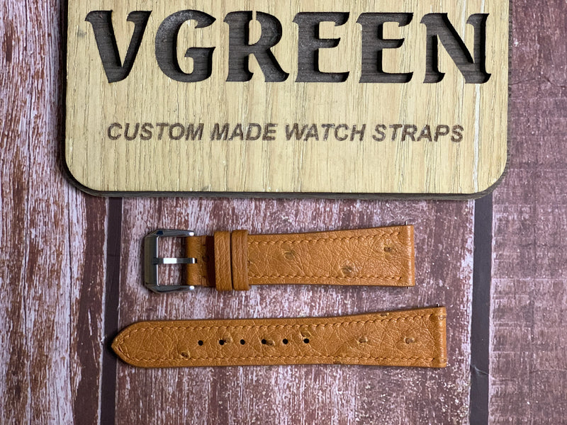 Ostrich Leather Watch Strap - Brown For Ulysse Nardin San Marco 40mm