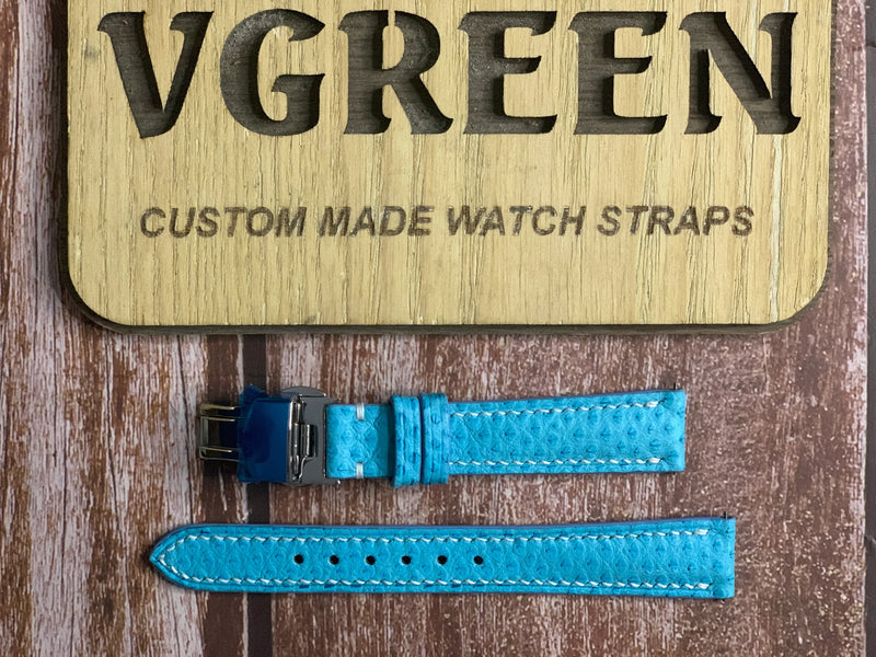 Karung Snake Skin Watch Strap - Tiffany Blue For Omega Seamaster Aqua Terra 34mm