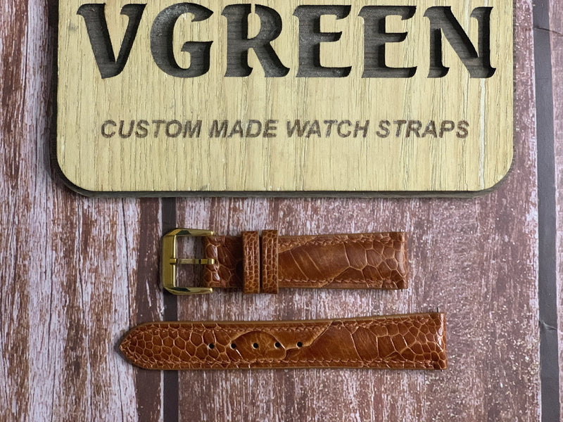 Ostrich Leg Leather Watch Strap - Rooibos Tea for Tourneau skeleton