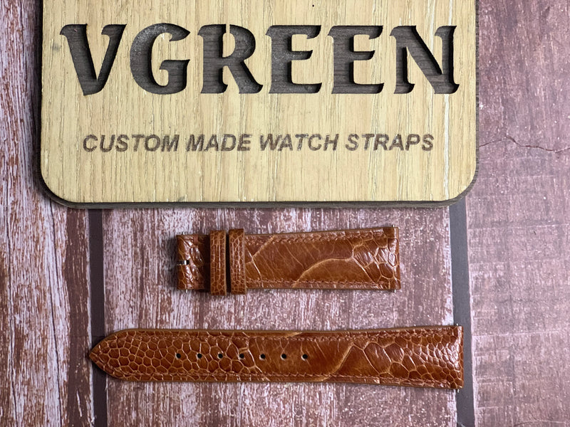 Ostrich Leg Leather Watch Strap - Rooibos Tea