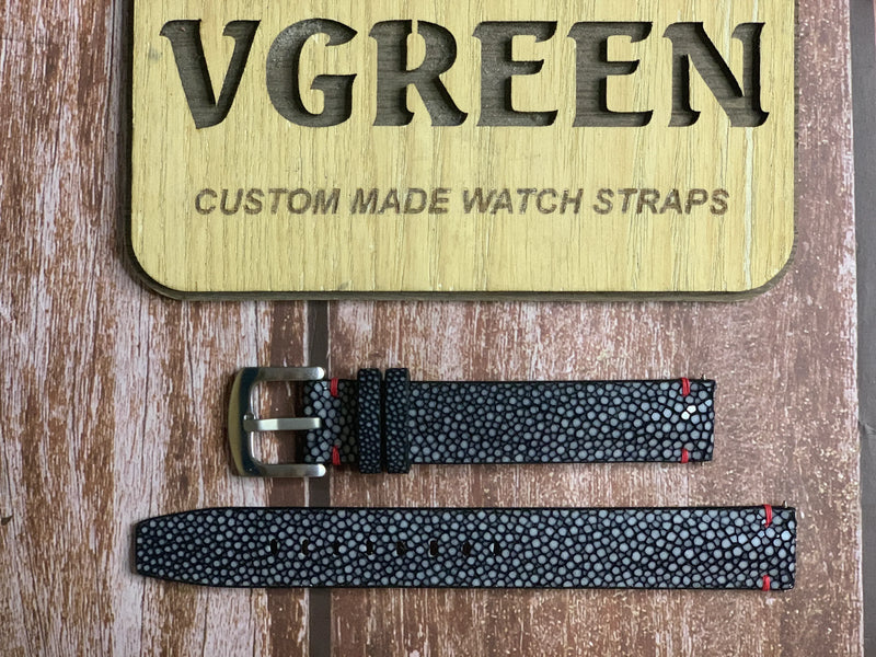 Stingray Leather Watch Strap - Black