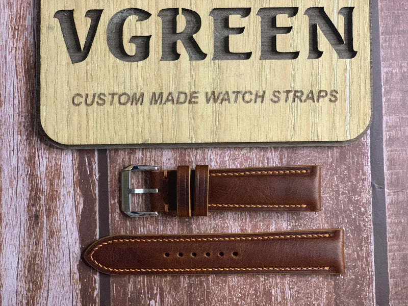 Badalassi Wax Leather Watch Strap - Cognac  for 20 year old Breitling