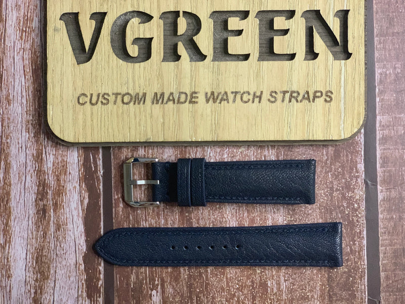 Alran Patnat Goat Leather Watch Strap - Azur for 20 year old Breitling