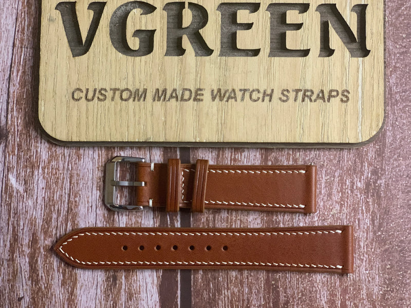 Buttero Leather Watch Strap - Brown for Baume & Mercier Capeland