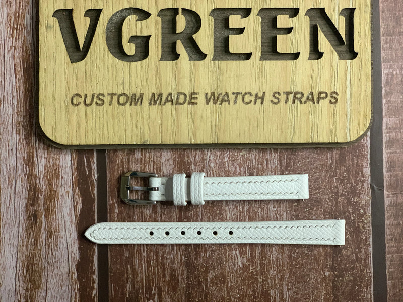 Epsom Leather Watch Strap - White For Timex