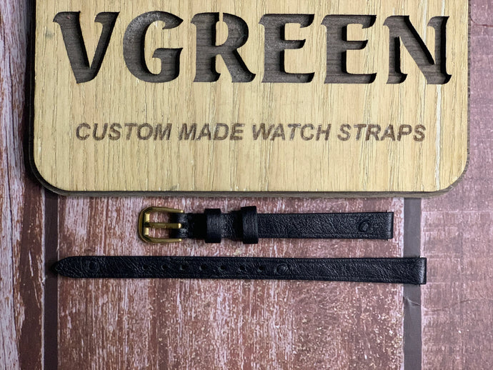 Ostrich Leather Watch Strap - Black For Omega women’s cocktail watch
