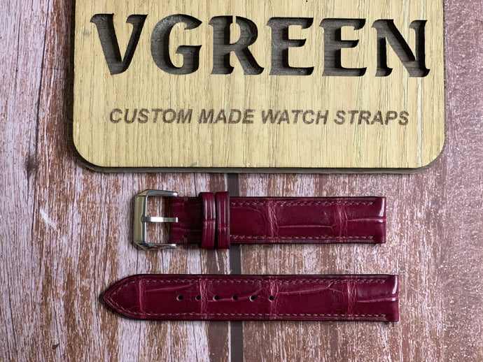 Crocodile Leather Watch Strap - Burgundy