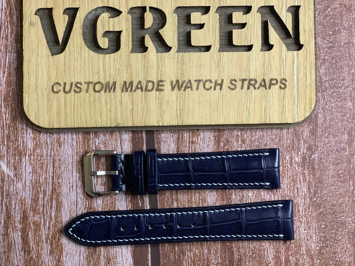 Crocodile Leather Watch Strap - Dark Blue