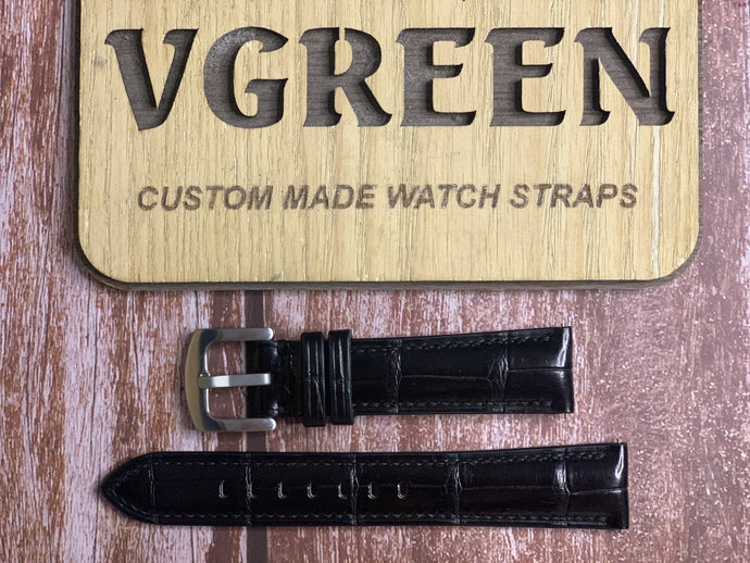 Crocodile Leather Watch Strap - Black For an iwc ref iw3706